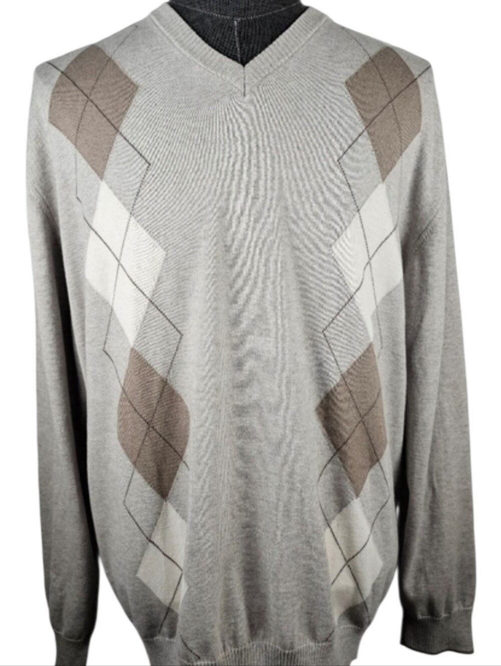 Luigi Baldo Cashmere Blend Men's Argyle Long Sleeve Sweater Size XL